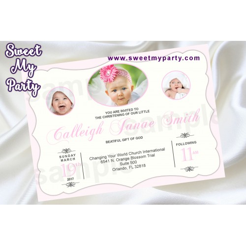 Baptism Invitation with photo,Christening Invitation with photo,First Communion Invitation with photo,(2bg)